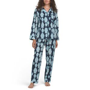 SAATVIK Navy 2pc Cotton Chinoiserie Pajama Set